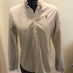 Ralph Lauren Polo yellow & white pinstriped shirt